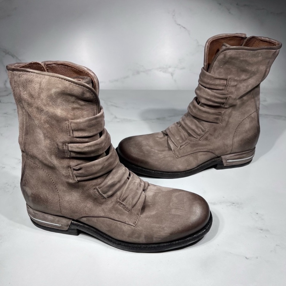 A.S.98 Taupe Suede Combat Boots